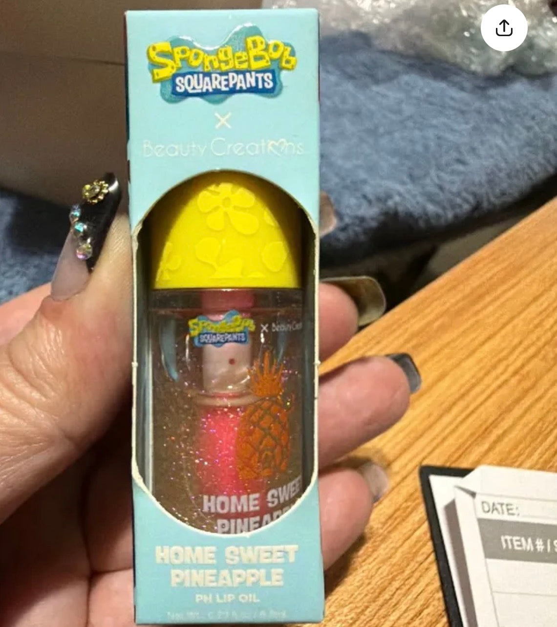 Beauty creations x SpongeBob Home sweet pineapple PH lip oil Msrp-$7