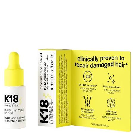 K18 molecular repair hair oil 4ml Msrp-$22