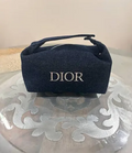 Dior Sauvage Beauty Denim Pouch/Toiletry/ Bag-Dark Navy With Handle Msrp$125